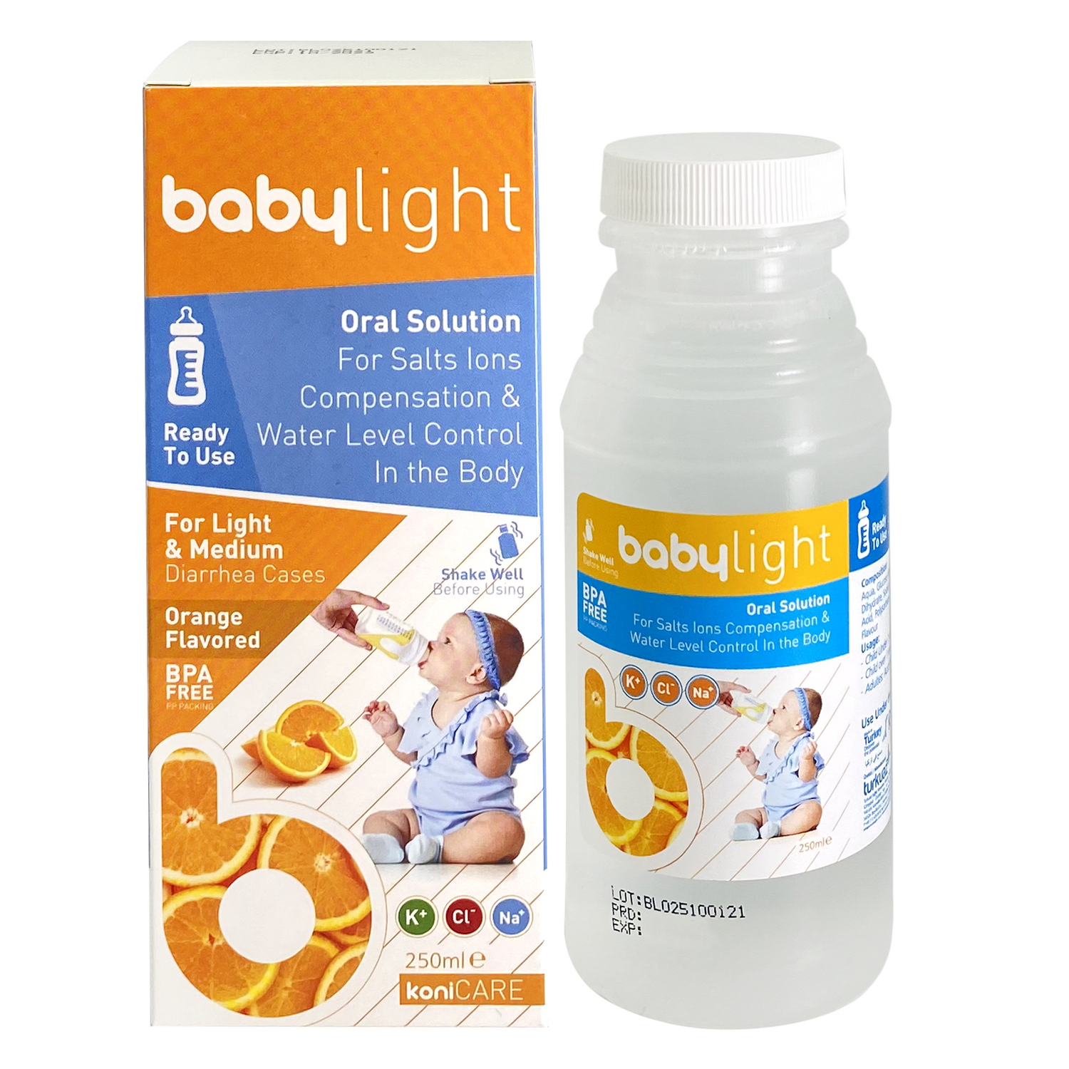 Konicare Babylight Oral Solution Orange Flavor 250ML prevent dehydration