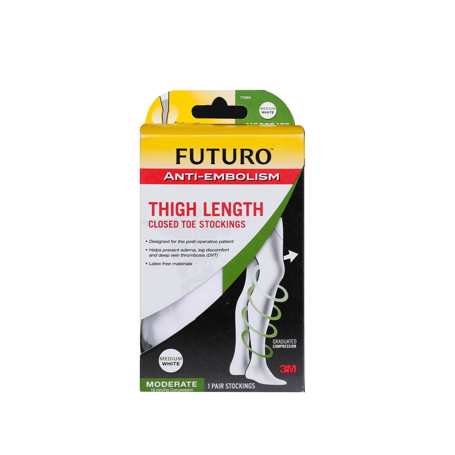 Futuro Anti-Embolism Stockings Thigh Length White Medium Regular 71065