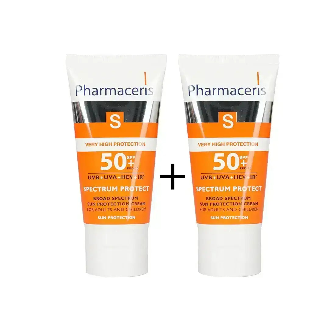Pharmaceries Broad Spectrum Spf +50 Sun Protection Cream For Adults And Children Offers (1+1)
