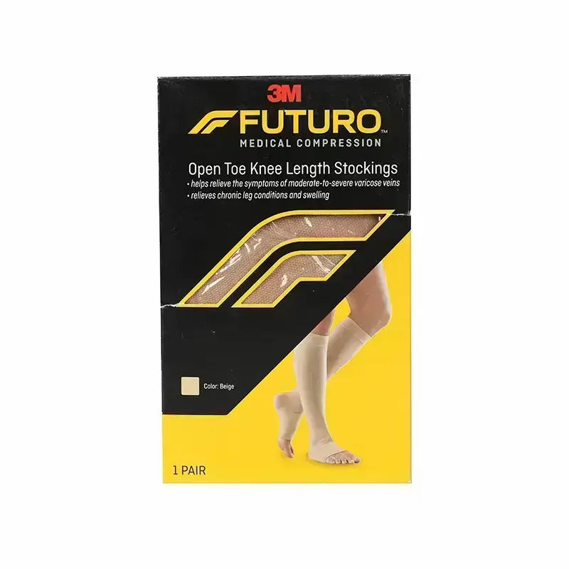 Futuro Therapeutic Open Toe Knee Length For Men And Women Large Beige 71034