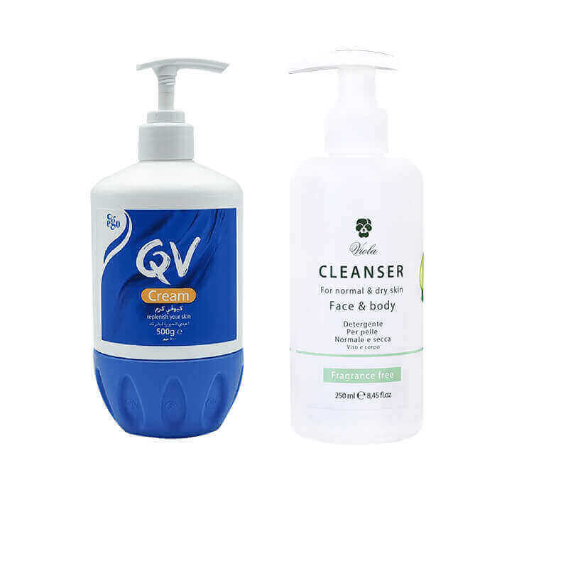 Qv Cream 500gm + Viola Cleanser For Normal & Dry Skin Face & Body Offer Package