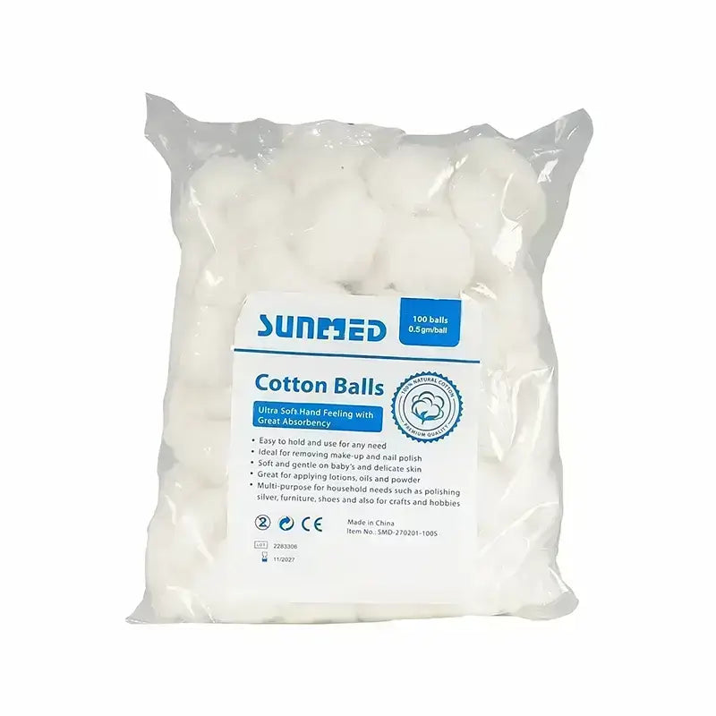 Absorbent Cotton Balls White Color 0.5g/Pc 100 Pcs