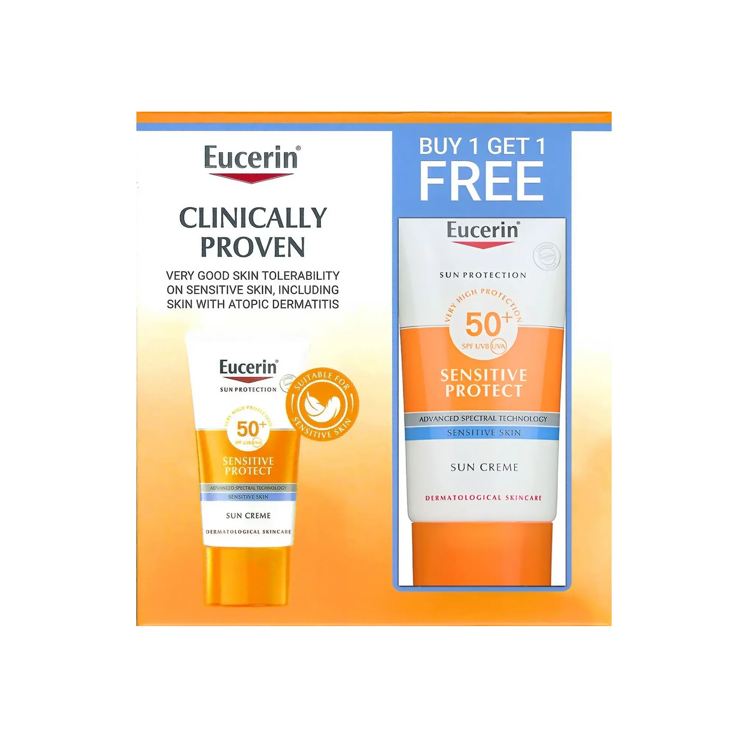 eucerin sunscreen Sensitive Protect Sun Creme SPF50+ – Buy 1 Get 1