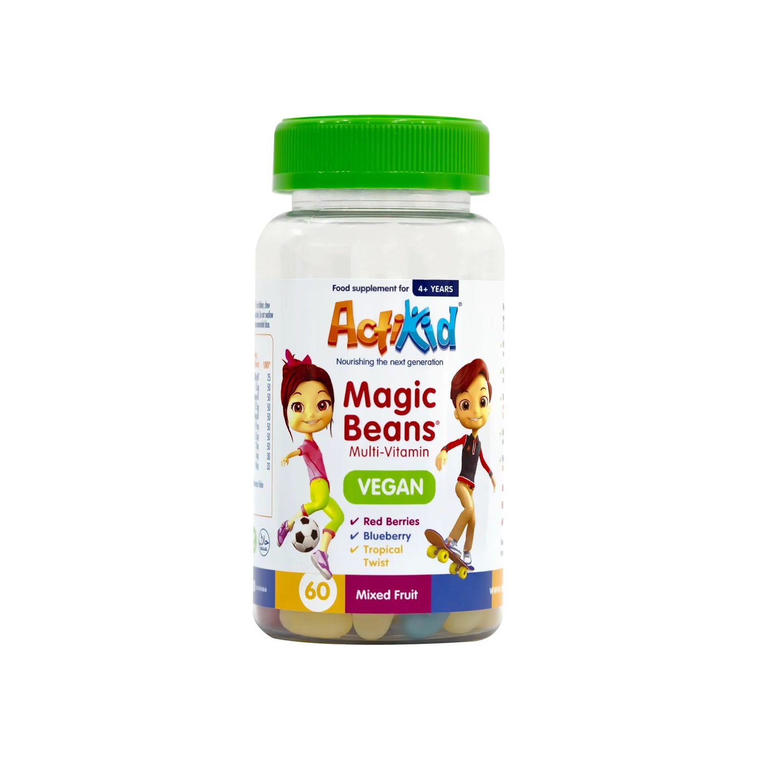 ActiKid Magic Beans Multi-Vitamin - Mixed Fruit Flavor - 60 Gummies - Beauty Vitamins