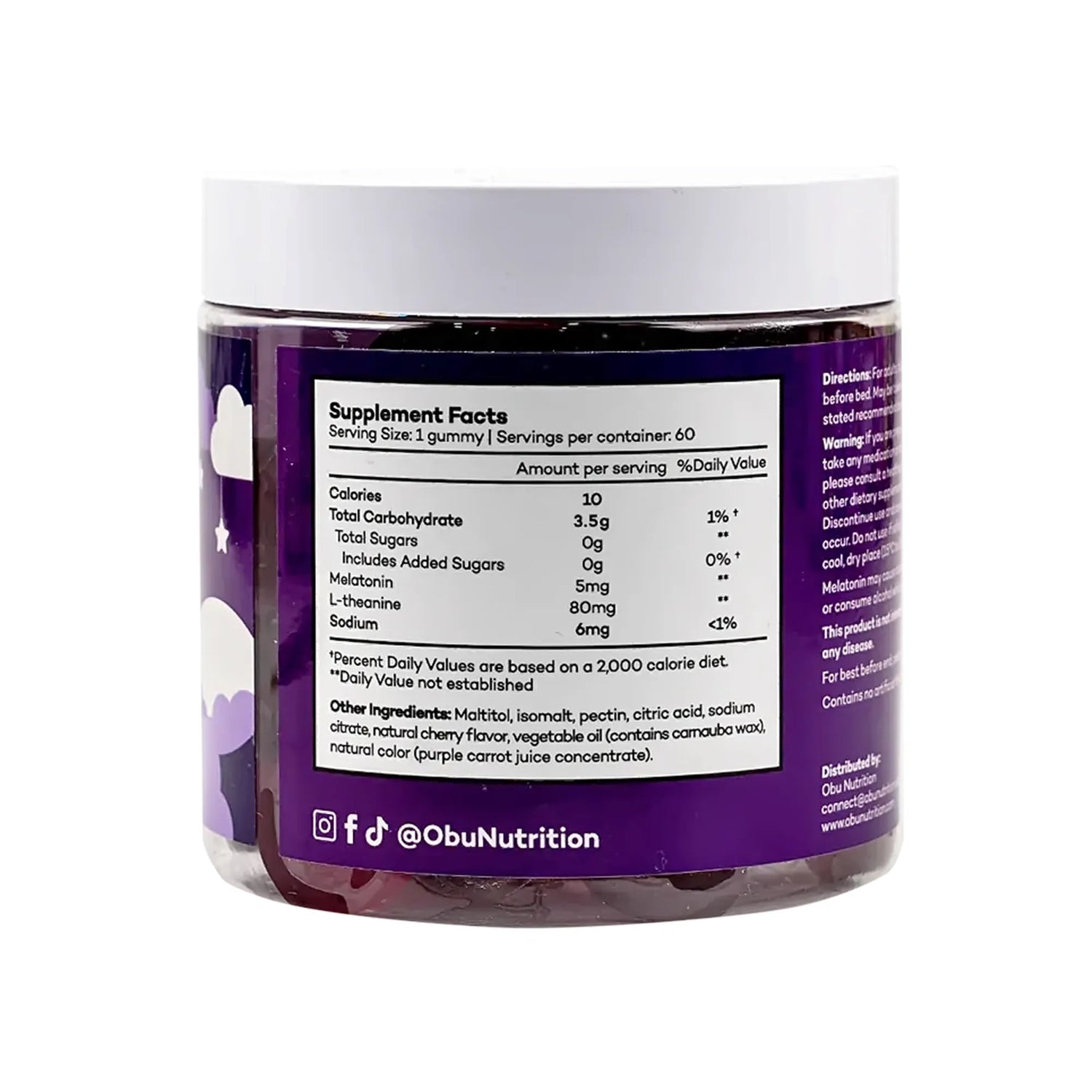 Obu Extra Strength Sleep Gummies with Cherry Flavor 60 Pcs