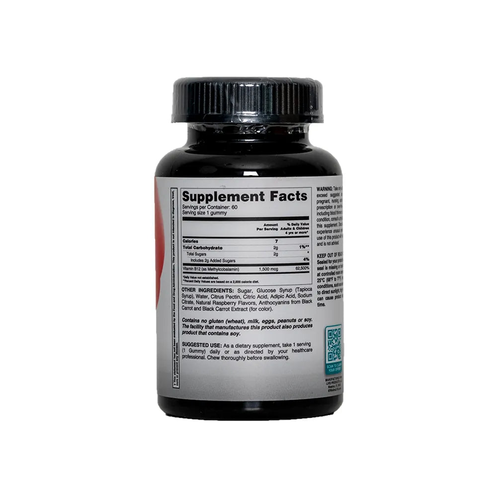 Livs Vitamin B12 with Raspberry Flavor 60 Gummies