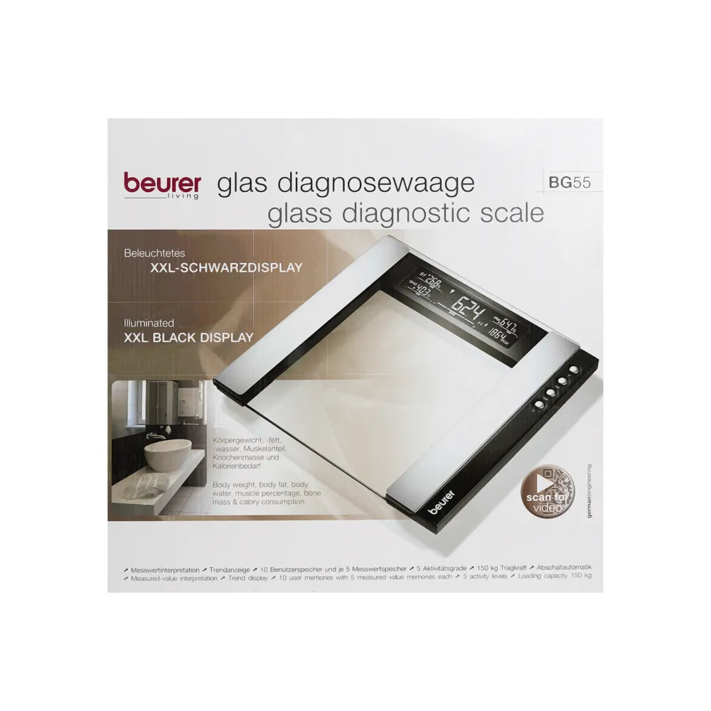 Beurer Glass Diagnostic Scale BG 55 - Beauty Vitamins