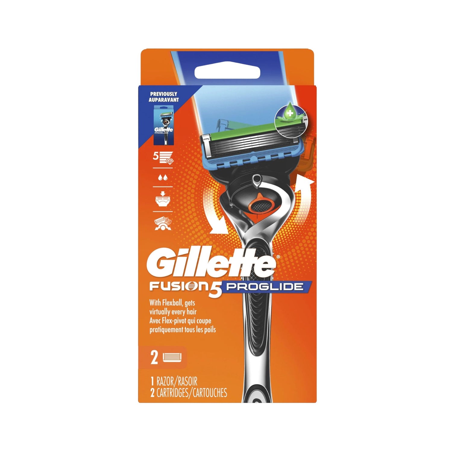 Gillette Fusion 5 Proglide Manual Razor with 2 Cartridges