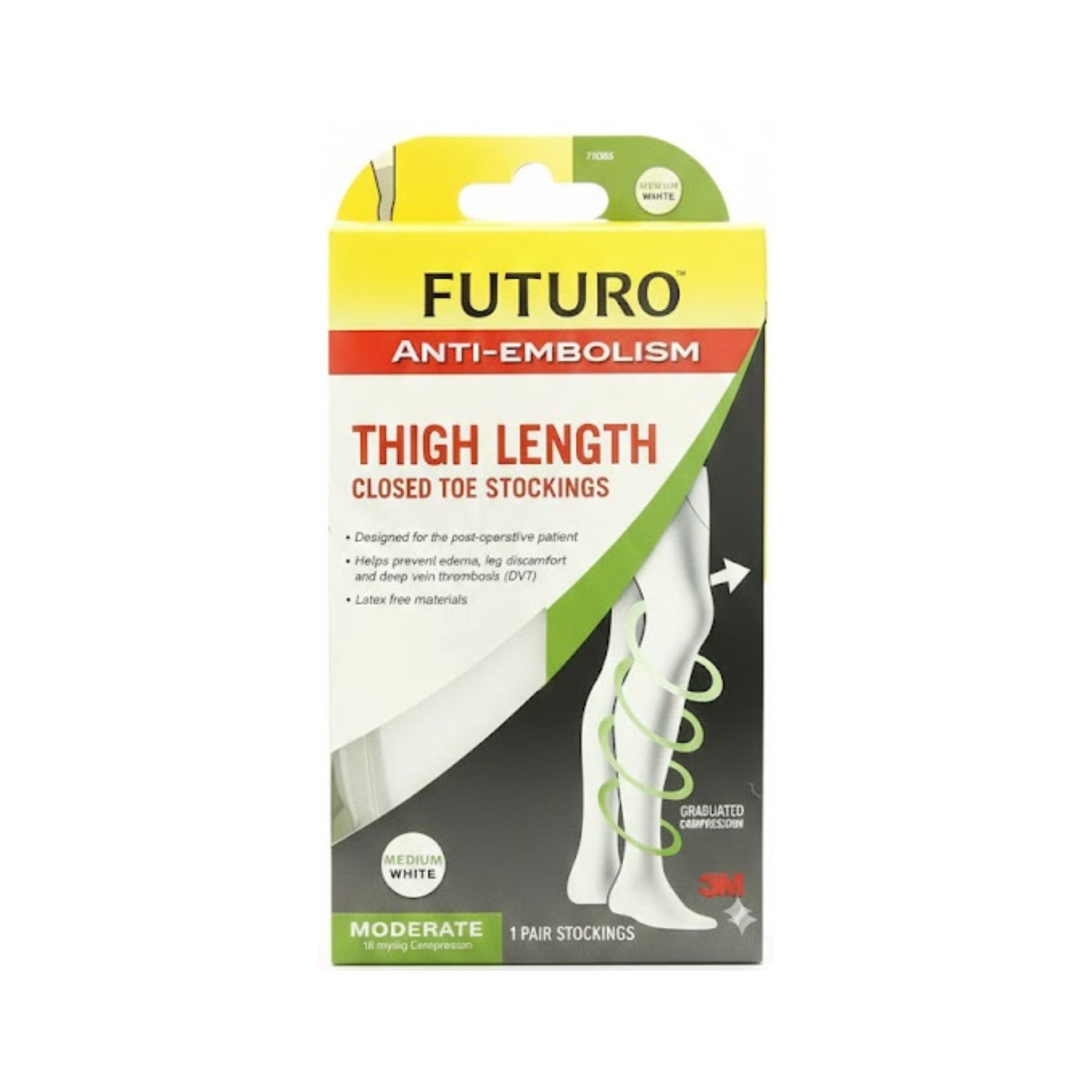 Futuro Anti-Embolism Stockings Thigh Length White Medium Short 71064