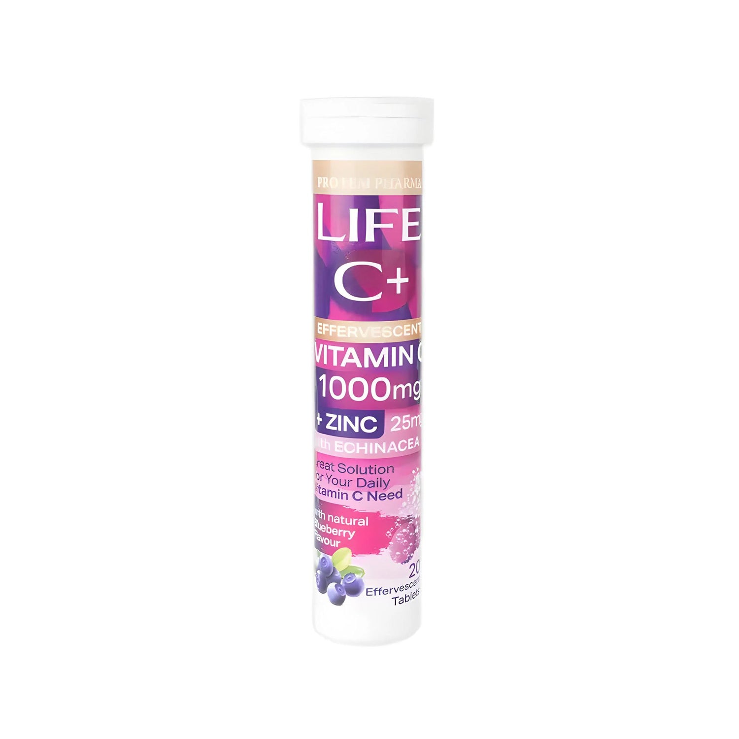LIFE C + Zinc Blueberry 20 Effervescents Tablets