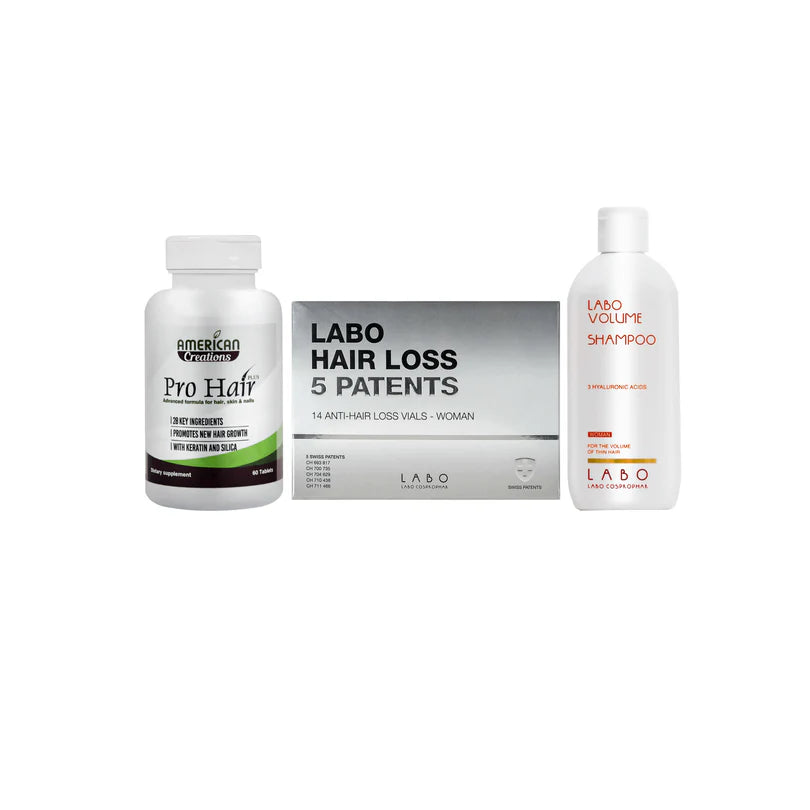 Labo Hair Loss 5 Patents Woman + Labo Shampoo Volumizing Woman + Pro Hair