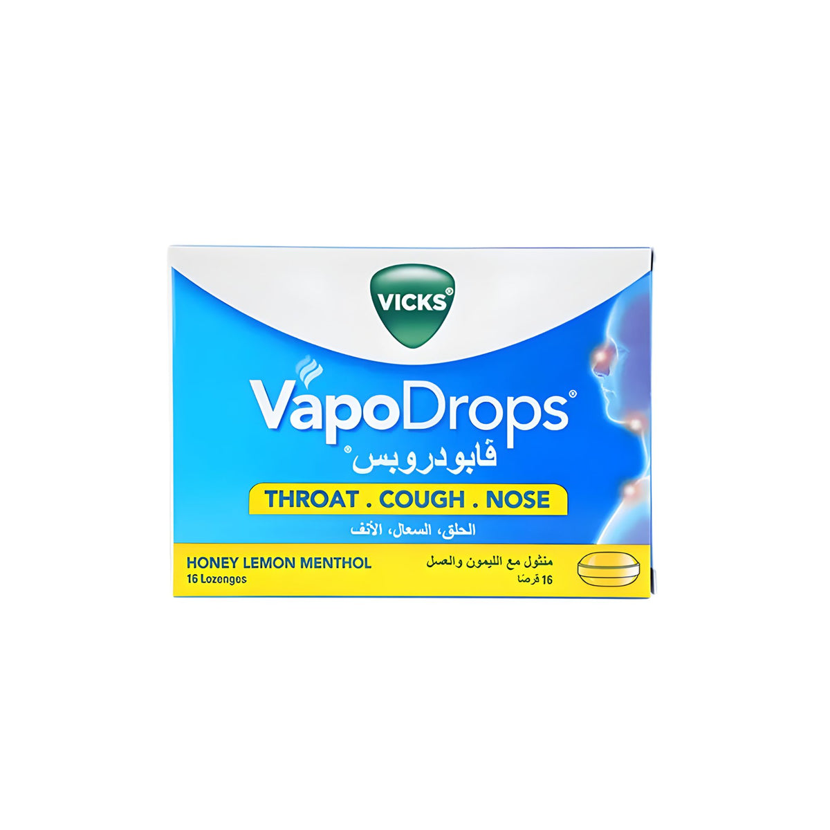 Vicks Vapodrops Honey Lemon Menthol 16 Lozenges - Beauty Vitamins