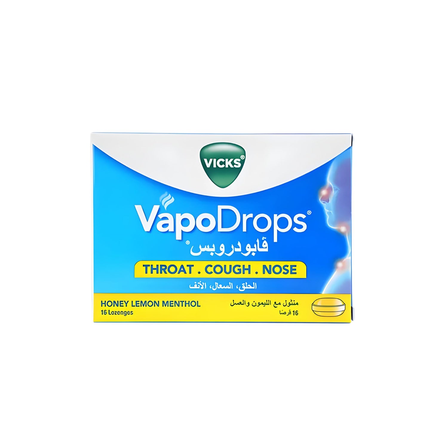 Vicks Vapodrops Honey Lemon Menthol 16 Lozenges - Beauty Vitamins