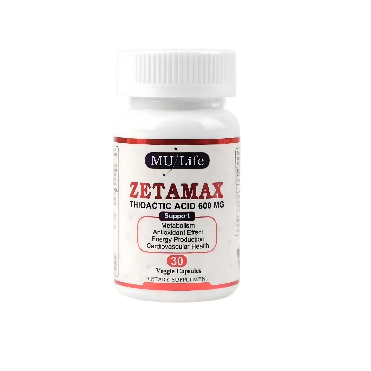 MU Life Zetamax Thioactic Acid 600 mg 30 Veggie Supplement
