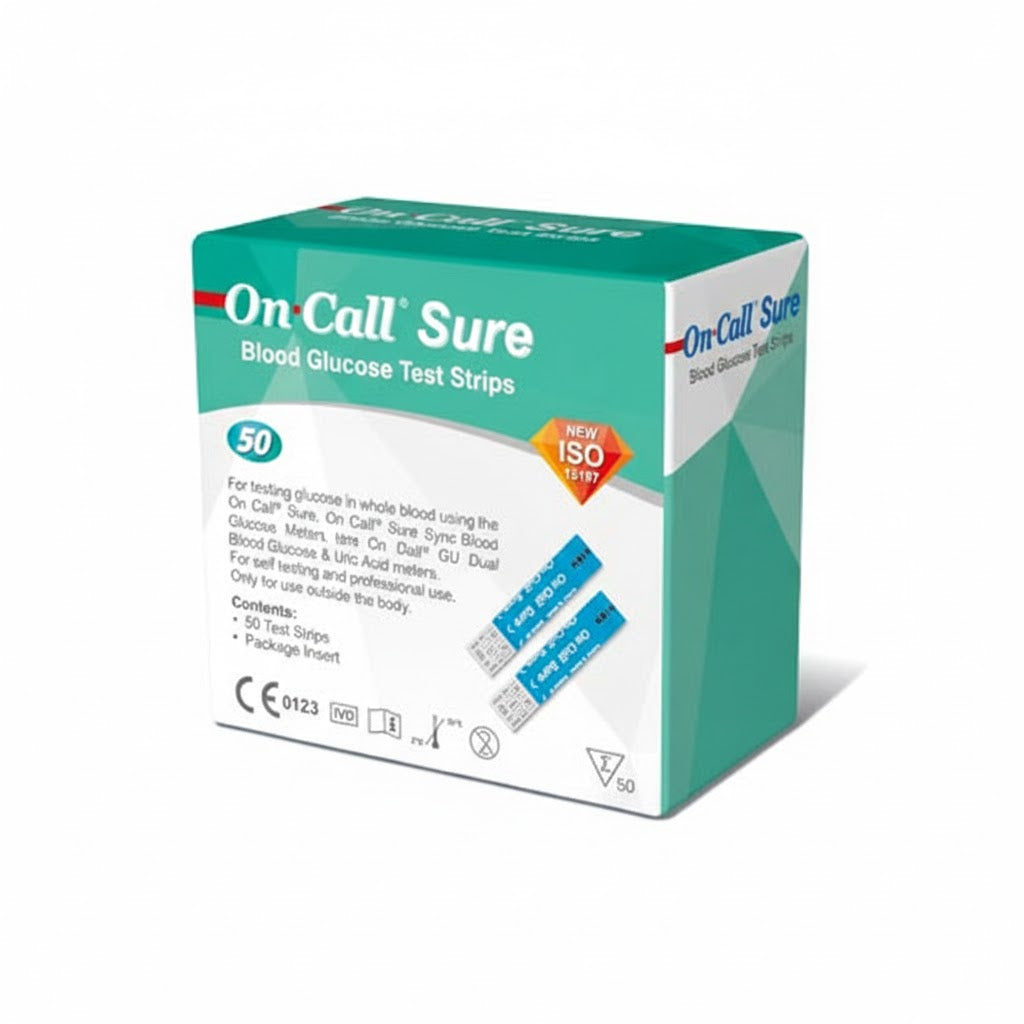 On Call Sure Blood Glucose Test Strips 50 Pcs
