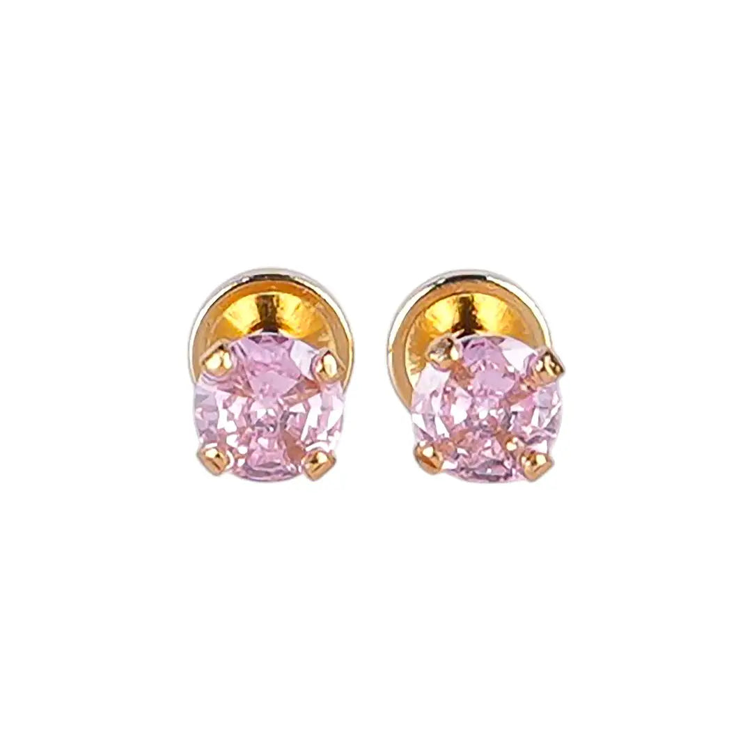 Lustrous 18K Gold Plated Pink Diamond Earring (4Mm) 137