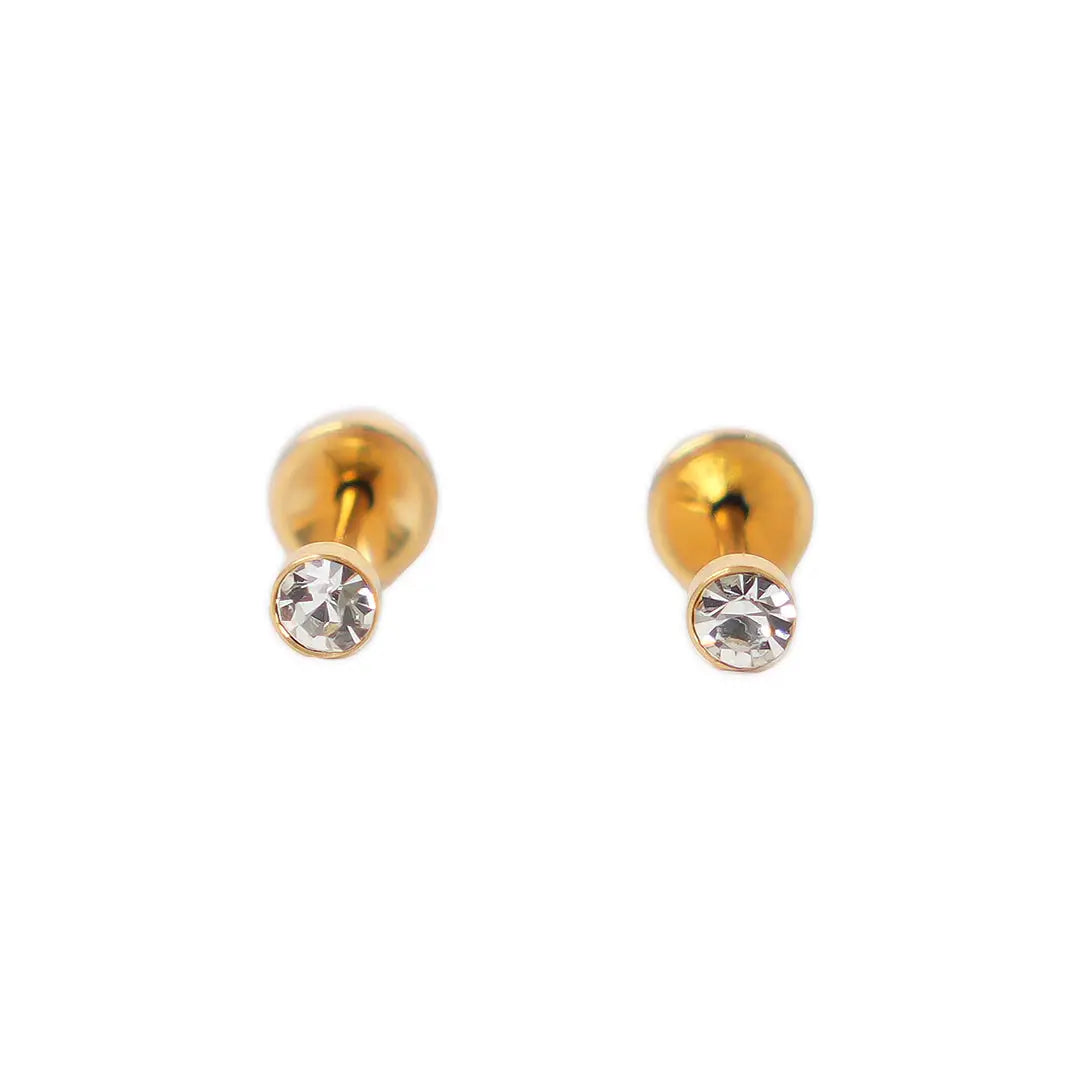 Lustrous 18K Gold Plated Small Diamond Earring 2 (3Mm) 157