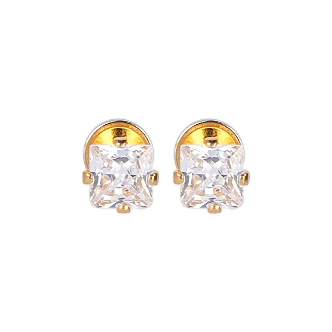 Lustrous 18K Gold Plated Diamond Point Earring (7Mm) 131
