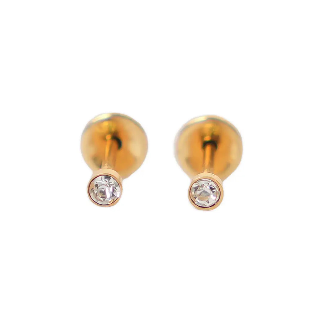 Lustrous 18K Gold Plated Small Diamond Earring 3 (2Mm) 167