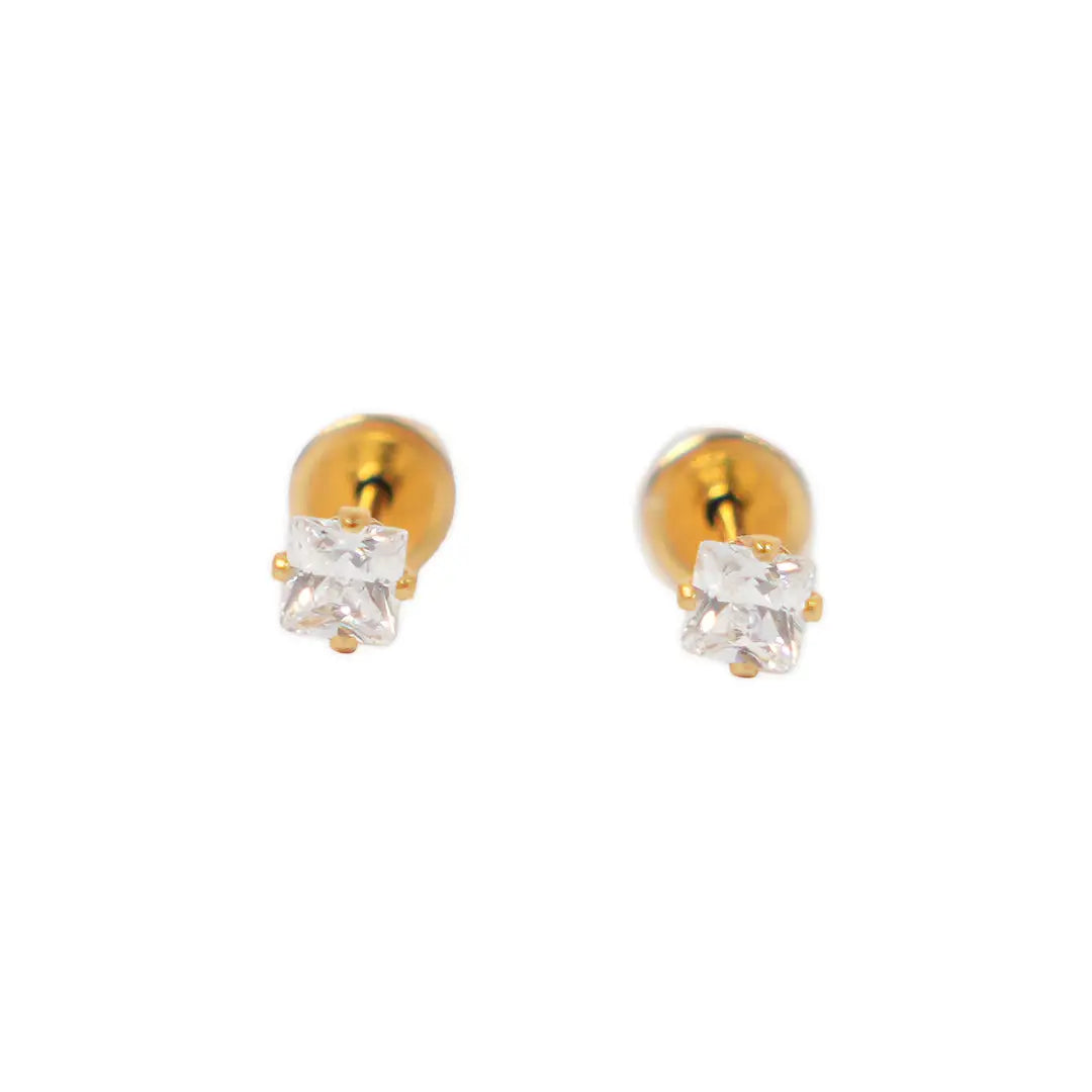 Lustrous 18K Gold Plated Small Diamond Earring (3Mm) 178