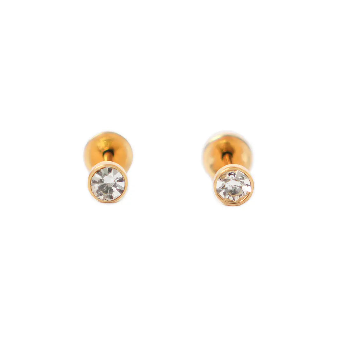 Lustrous 18K Gold Plated Small Diamond Earring (3Mm) 179