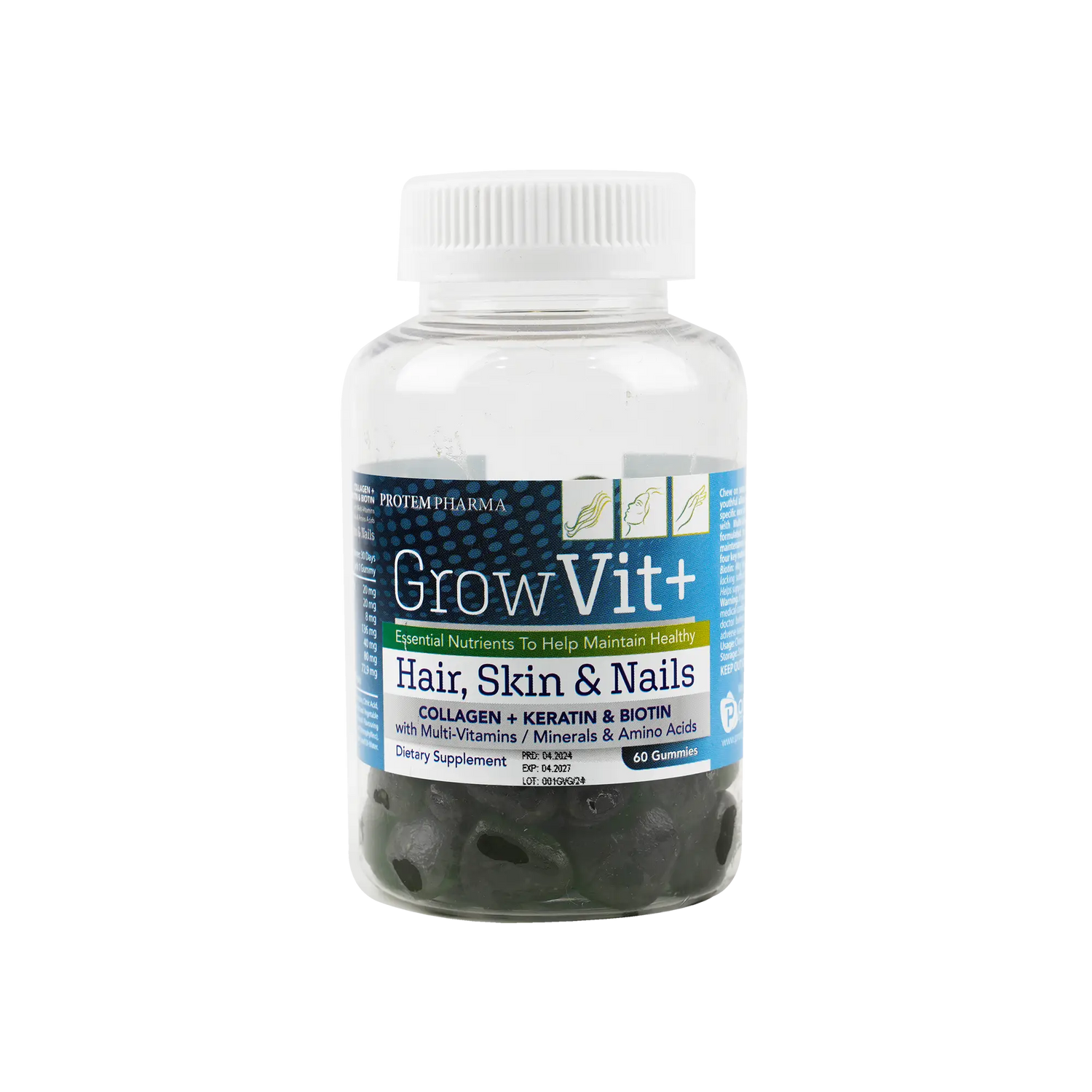 Grow Vit.+ For Hair, Skin And Nails 60 Gummies