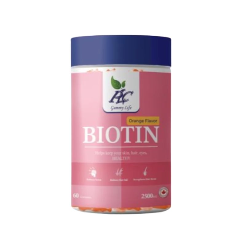 Plc Biotin Gummies, For a healthy skin, hair, and eyes. Pack of 60s