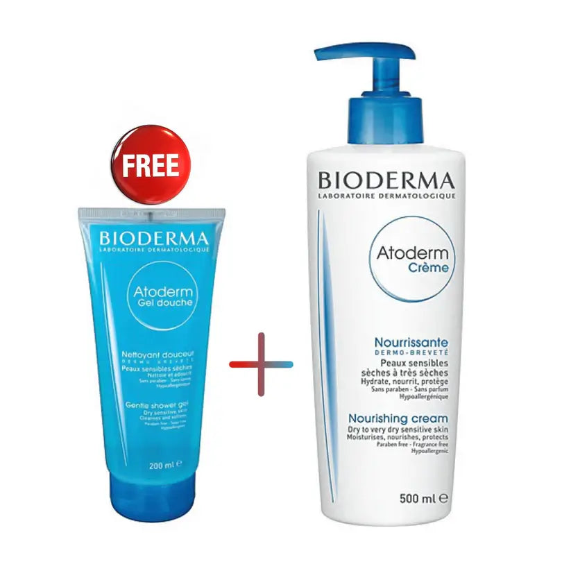 Bioderma Atoderm Nourishing Cream 500ml with Free Shower Gel