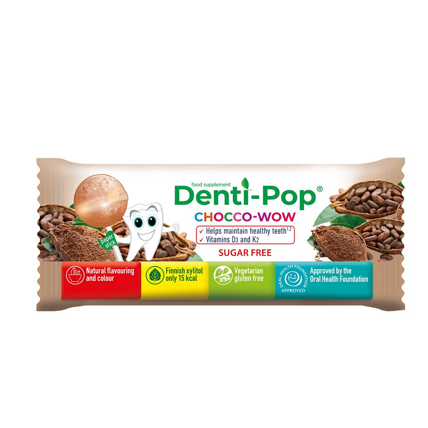 Denti Pop D3 And K2 Vitamins Chocco-wow Lollipop 40 pcs