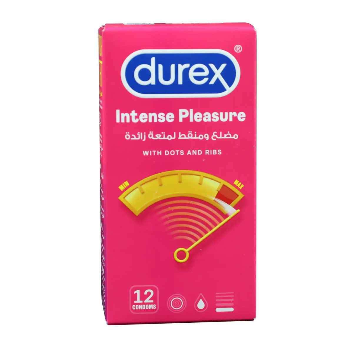 Durex Intense Pleasure Condoms 12s - Ribbed and Dotted Latex Durex Condoms