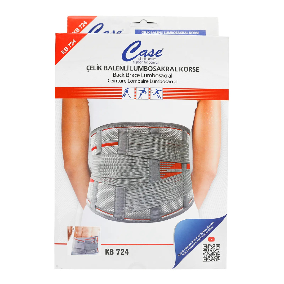 Case Back Brace Lumbosacral Gray KB 724 L-XXL