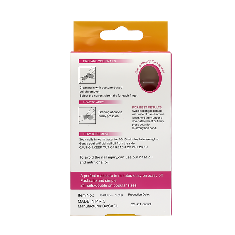 أظافر تركيب لصق ذاتي لون وردي غامق 108 - 24 قطعة
