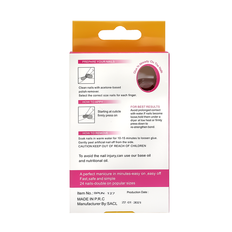 أظافر تركيب لصق ذاتي لون أحمر 127 - 24 قطعة