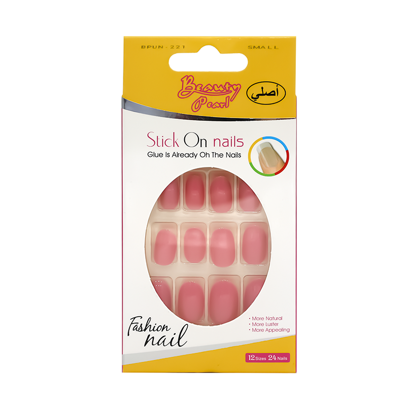 أظافر تركيب لصق ذاتي لون وردي فاتح 221 - 24 قطعة