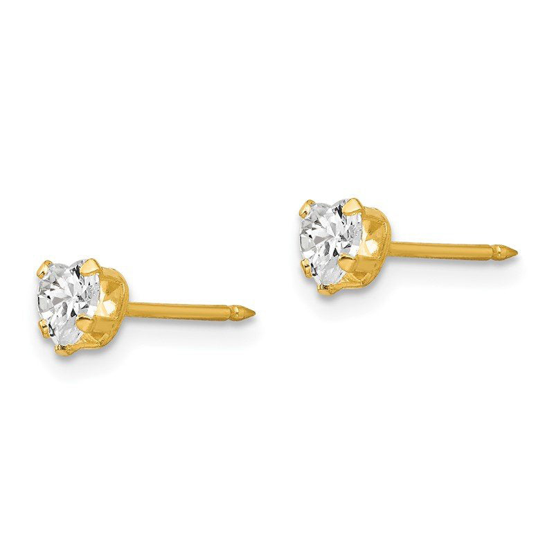 Inverness Ear Rings 472e 14kt 4mm Clear Heart