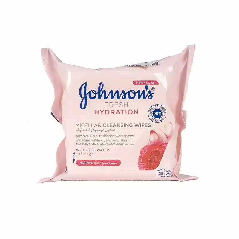 Johnsons Rose Water Micellar Cleans Wipes 25'S