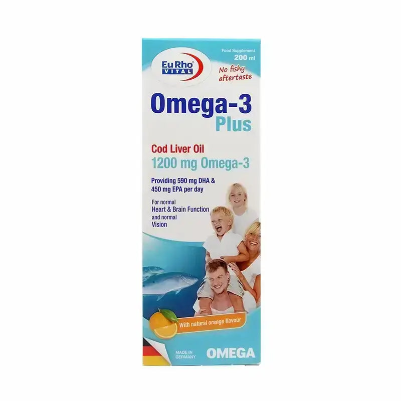 EuRho Vital Omega 3 Plus Syrup Orange Flavour 200 ml