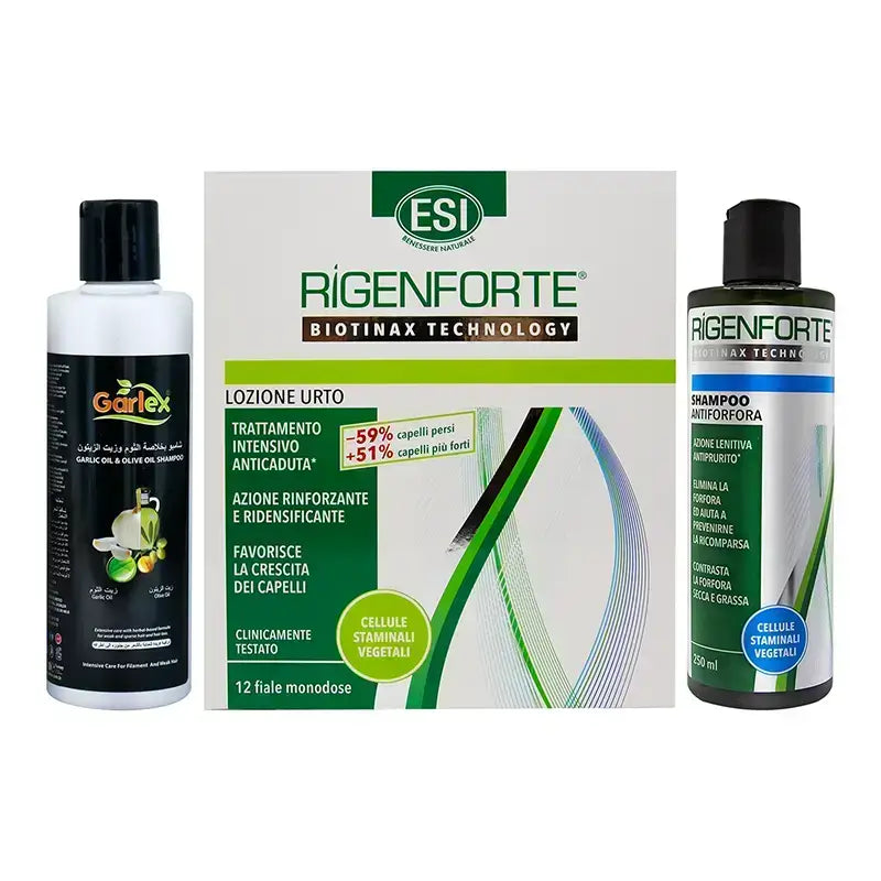 Offer Package Rigenforte Anti Dandruff Shampoo + Intensive Vials + Garlex Shampoo