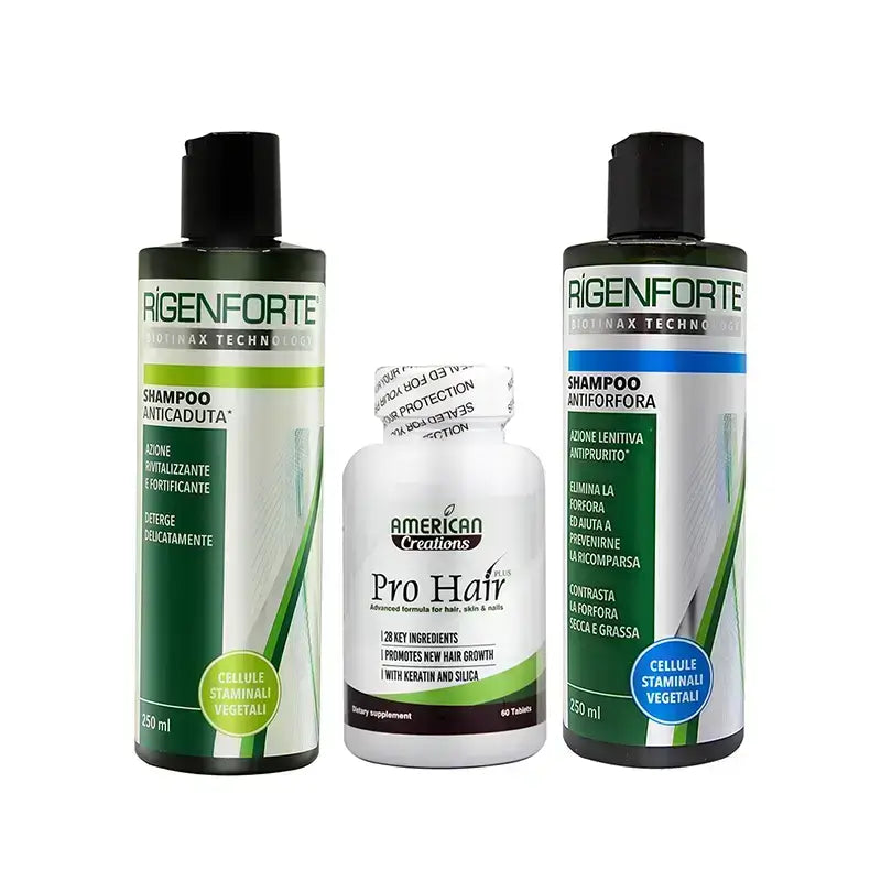 Offer Package Rigenforte Anti Dandruff + Anti Hair Loss Shampoo + Pro Hair Tablets