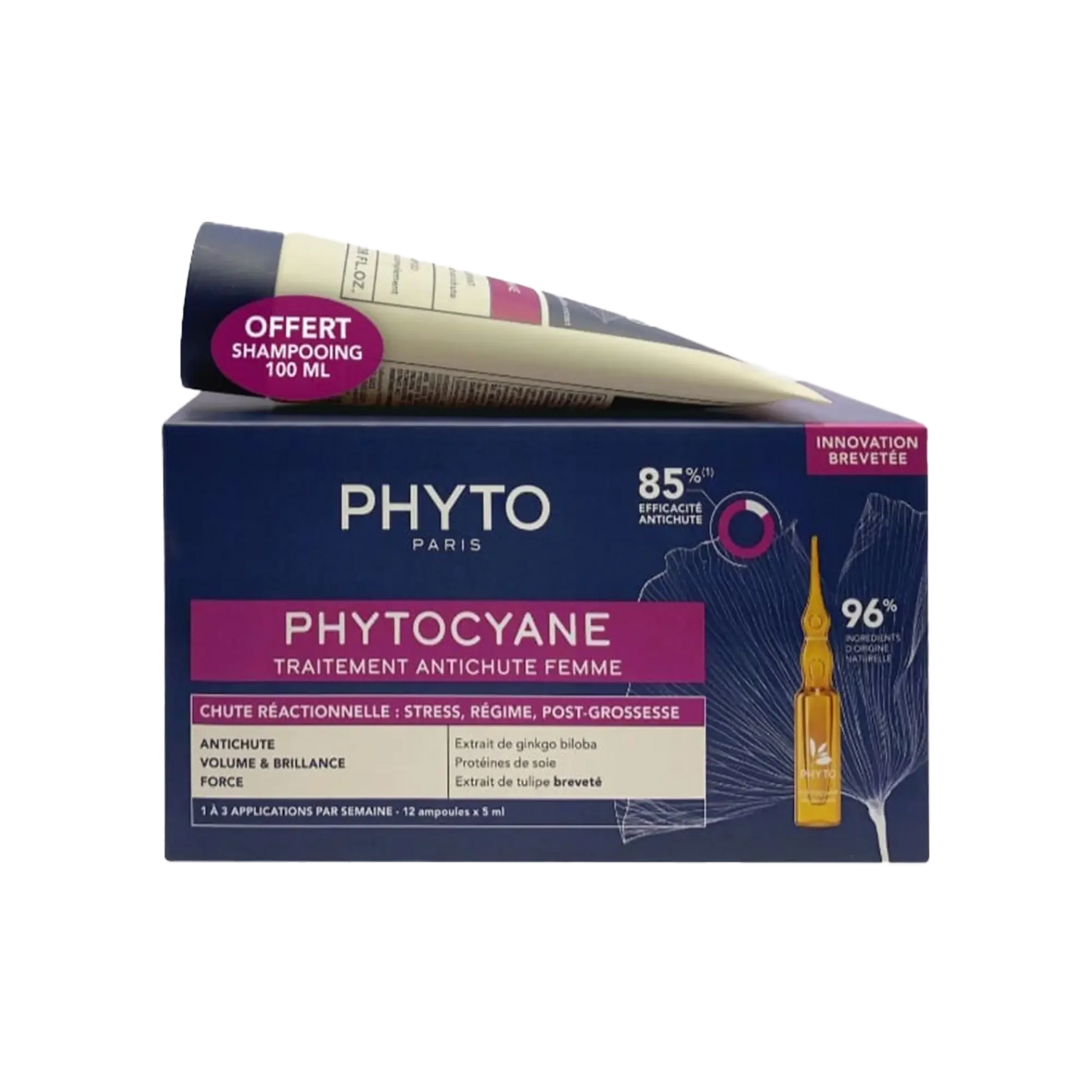 Phyto Phytocyane Reactional Ampoules For Woman + Shampoo 100 ml Free