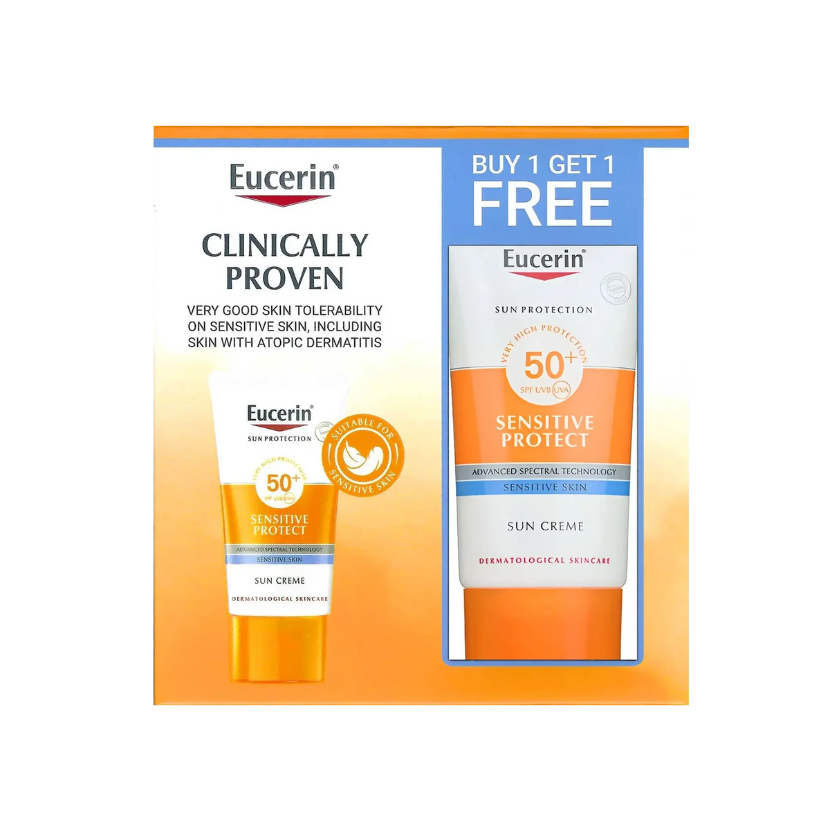 eucerin sunscreen Sensitive Protect Sun Creme SPF50+ – Buy 1 Get 1