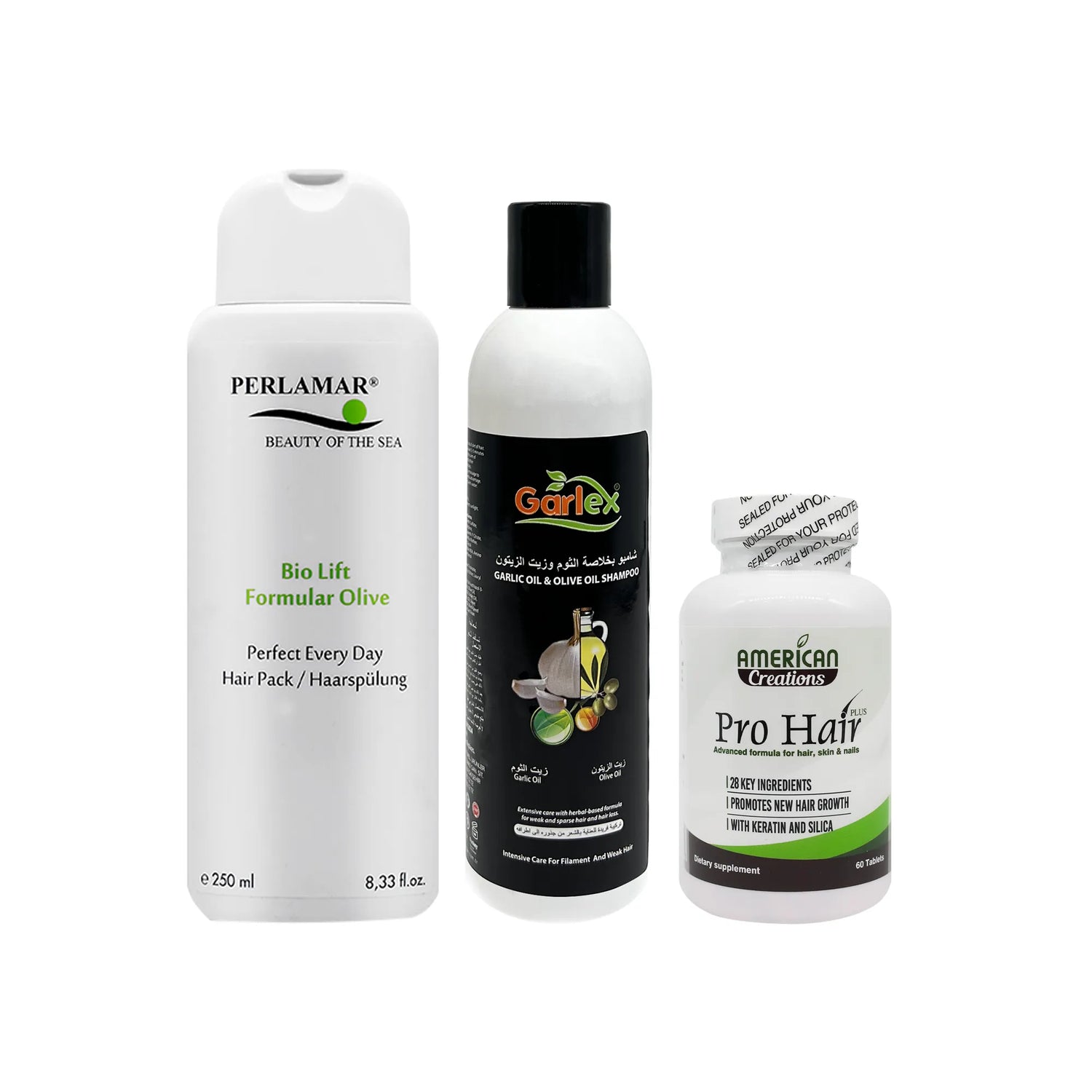 Offer Package Perlamar Hair Pack + Pro Hair + Garlex Shampoo
