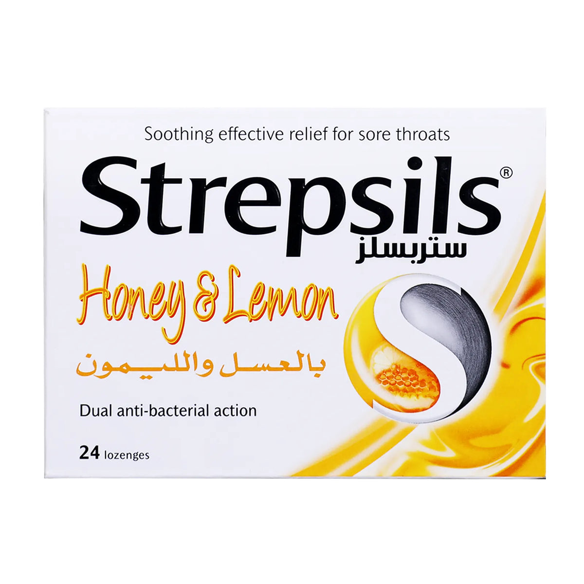 Strepsils Honey and Lemon lozenges for sore throat relief 24 lozenges