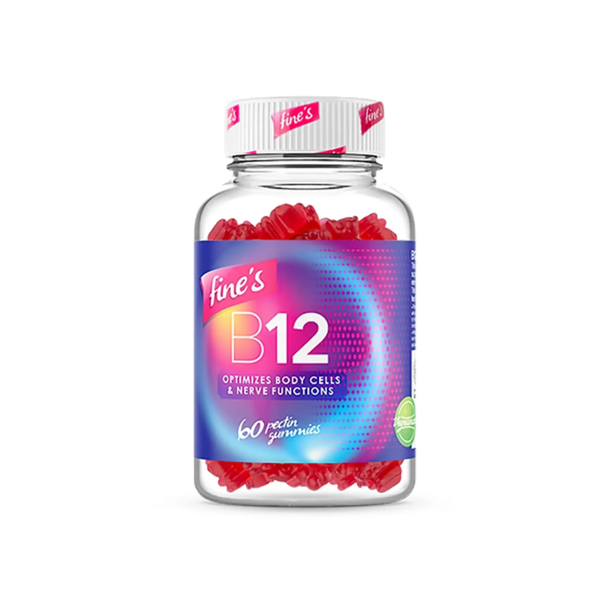 Fine B12 Gummies for Adults, Delicious Chewable Vitamin B12 Supplement to Support Energy and Reduce Tiredness, Great for Vegetarians and Vegans, Easy Daily Gummies Instead of Tablets