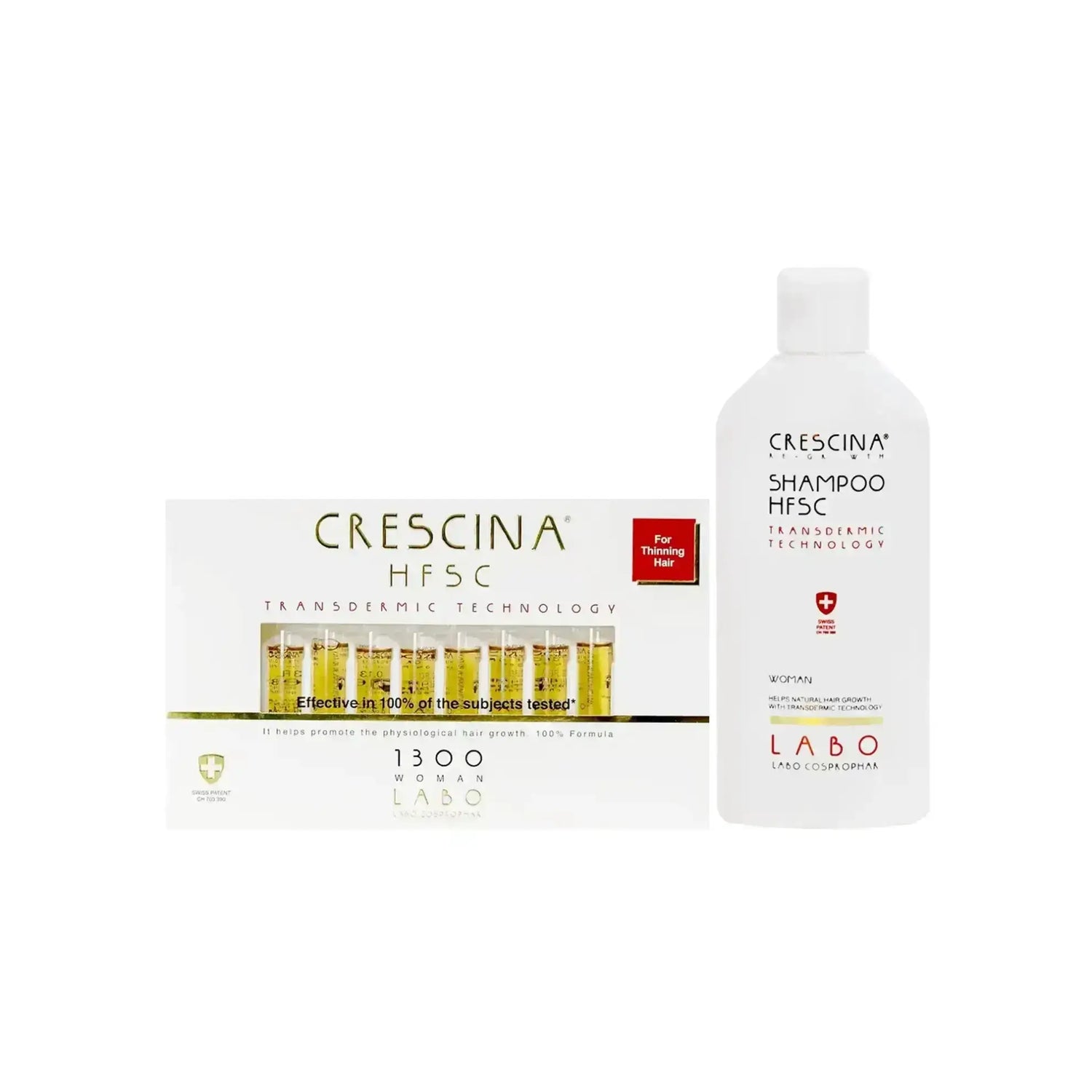 package Transdermic 1300 Women Regrowth 20 Vials + Transdermic Shampoo For Women