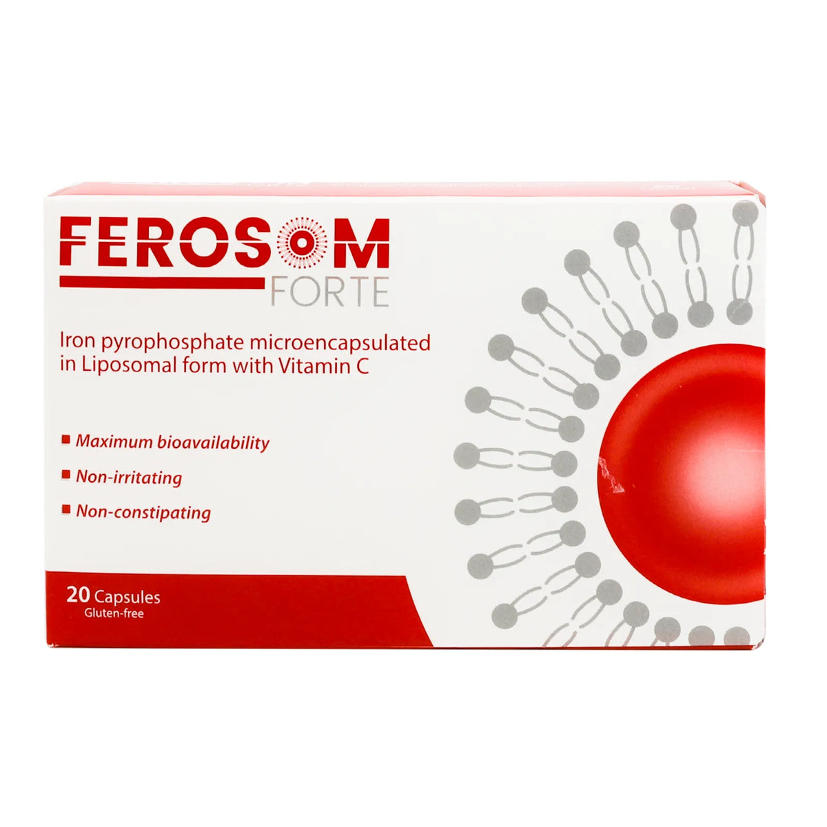 Ferosom Forte Iron Supplement - 20 Capsules - Beauty Vitamins