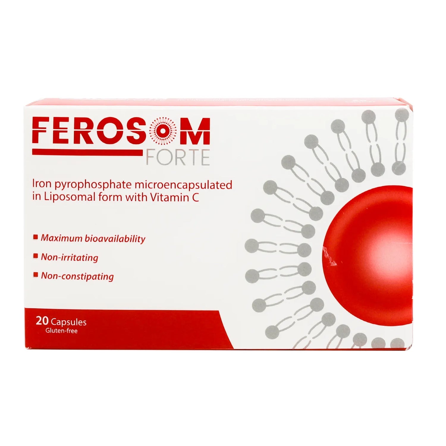 Ferosom Forte Iron Supplement - 20 Capsules - Beauty Vitamins