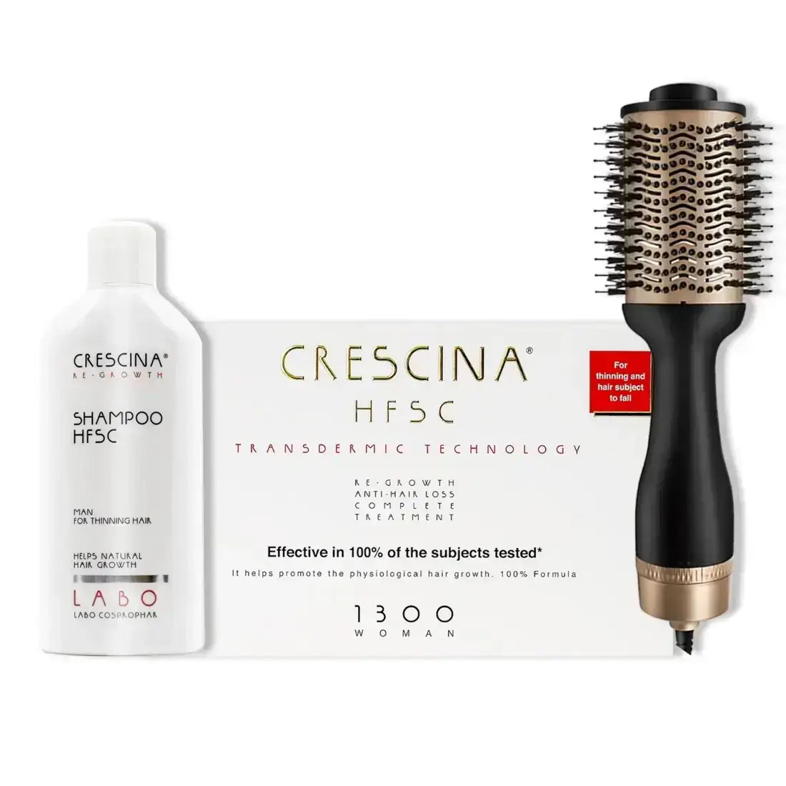 Crescina 1300 Hair Regrowth Set for Women – Ampoules, Shampoo & Dryer

