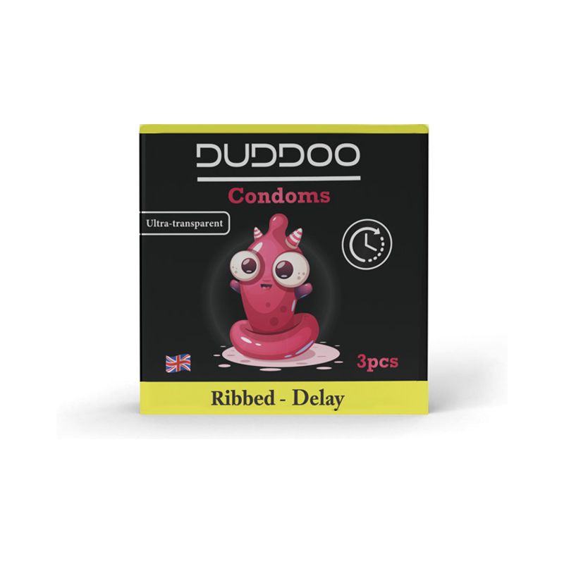 Duddoo Delay Ribbed Condoms 3 Pcs